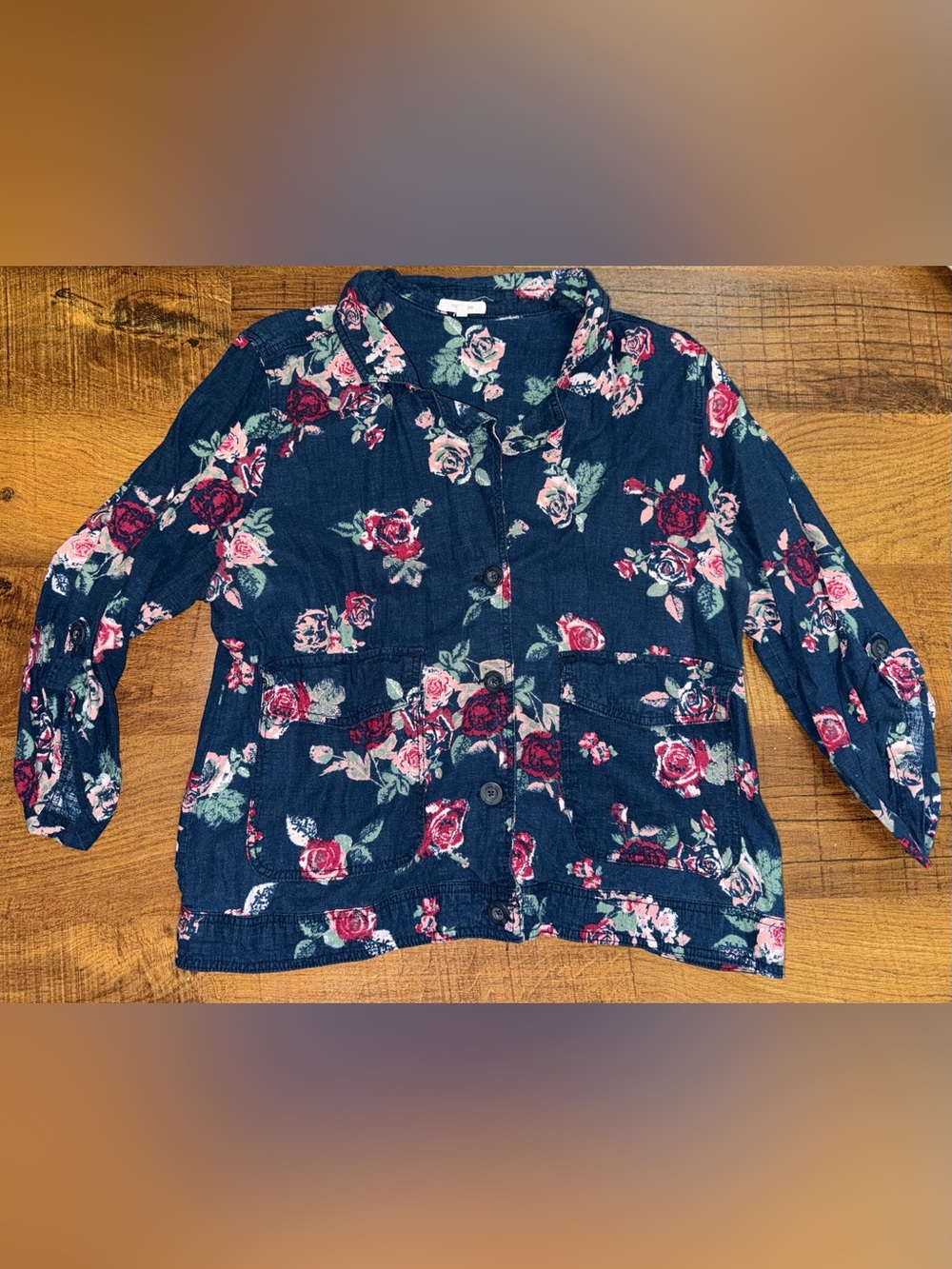Maurices Blue Knit Top with Subtle Print